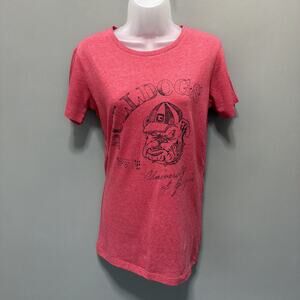 CUTE Georgia Bulldogs Women's Sz Large Red Short Sleeve Pressbox T-Shirt